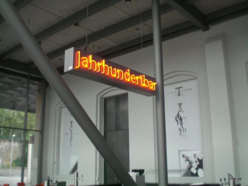Neon-Schriftzug, Jahrhunderthalle Bochum, Jahrhundertbar