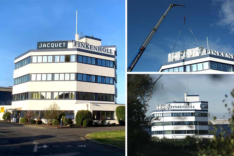 Dachwerbeanlage für Finkenholl und Jacquet Metal in Bochum von Hennerkes Licht und Werbung